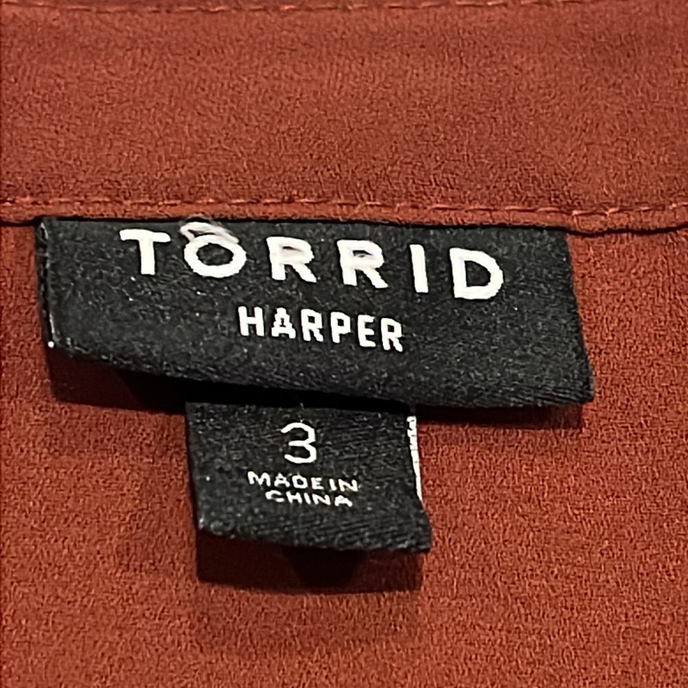TORRID Rust Color HARPER GEORGETTE PULLOVER 3/4 Sleeves BLOUSE size 3/3X - Picture 7 of 12